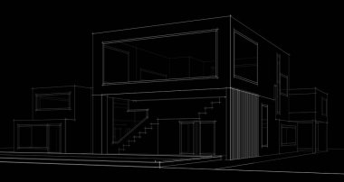 Binanın mimari 3d çizim çizim ev