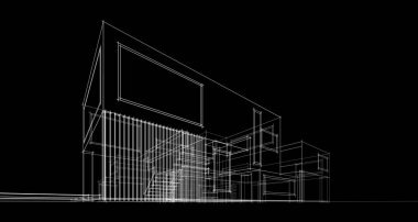 Binanın mimari 3d çizim çizim ev