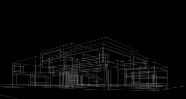 Binanın mimari 3d çizim çizim ev