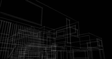 Binanın mimari 3d çizim çizim ev