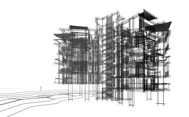 soyut mimari duvar kağıdı tasarımı, dijital konsept arkaplan