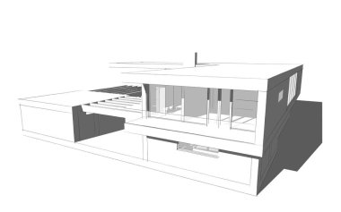 Binanın mimari 3d çizim çizim ev