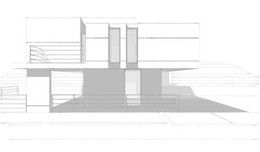 Binanın mimari 3d çizim çizim ev