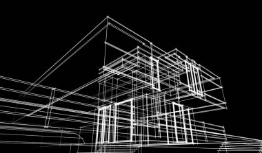 Binanın mimari 3d çizim çizim ev