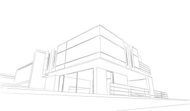 Binanın mimari 3d çizim çizim ev