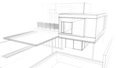 Binanın mimari 3d çizim çizim ev