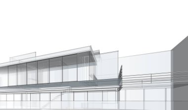 Binanın mimari 3d çizim çizim ev