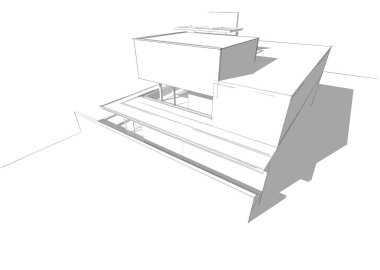 Binanın mimari 3d çizim çizim ev