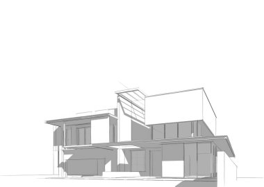 Binanın mimari 3d çizim çizim ev