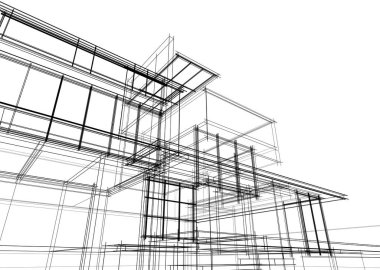 Binanın mimari 3d çizim çizim ev