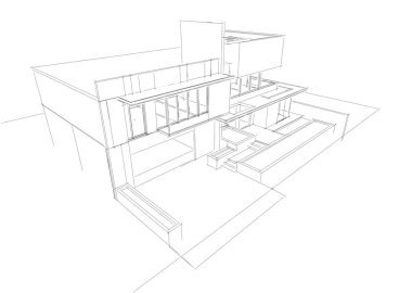 Binanın mimari 3d çizim çizim ev