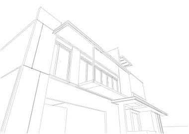 Binanın mimari 3d çizim çizim ev