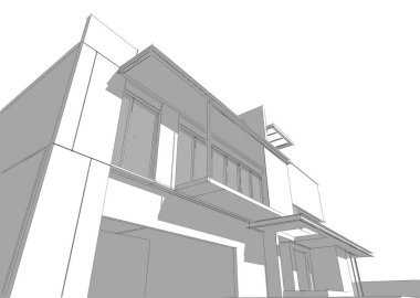Binanın mimari 3d çizim çizim ev