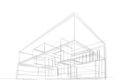 Binanın mimari 3d çizim çizim ev