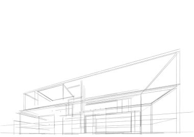 Binanın mimari 3d çizim çizim ev