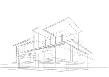 Binanın mimari 3d çizim çizim ev