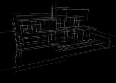 Binanın mimari 3d çizim çizim ev