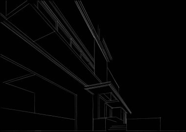 Binanın mimari 3d çizim çizim ev