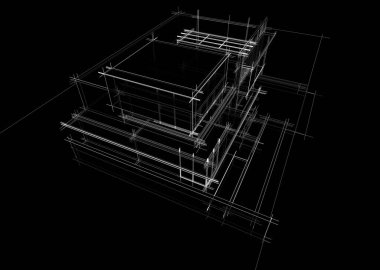 Binanın mimari 3d çizim çizim ev