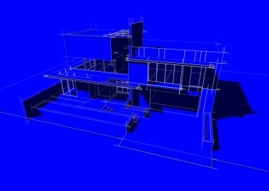 Binanın mimari 3d çizim çizim ev