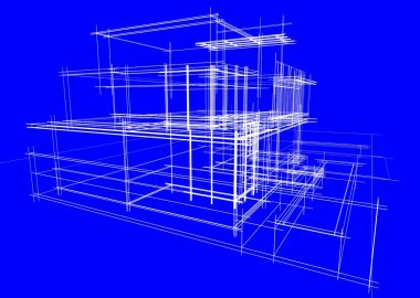 ev konsepti çizimi 3 boyutlu illüstrasyon