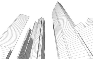 soyut mimari duvar kağıdı gökdelen tasarımı, dijital konsept arkaplan