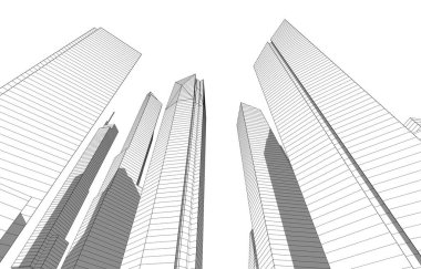 soyut mimari duvar kağıdı gökdelen tasarımı, dijital konsept arkaplan