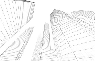 soyut mimari duvar kağıdı gökdelen tasarımı, dijital konsept arkaplan