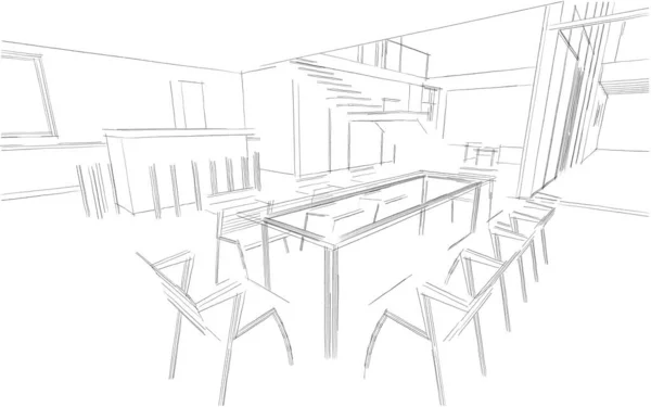 Desenho Sala Estar Interior — Fotografia de Stock