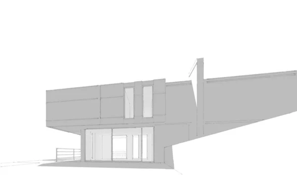 Edifício Casa Desenho Arquitetônico Ilustração — Fotografia de Stock