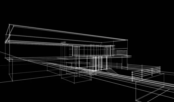 房子大厦建筑图画3D — 图库照片