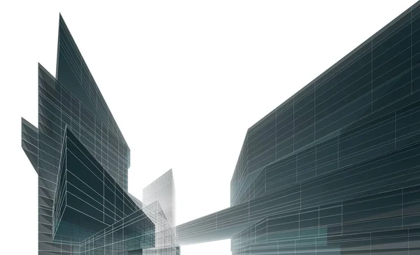 Abstrakte Architektonische Tapete Wolkenkratzer Gebäude Design Digitales Konzept Hintergrund — Stockfoto