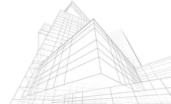 Αφηρημένη Αρχιτεκτονική Ταπετσαρία Υψηλή Σχεδίαση Κτιρίου Ψηφιακή Έννοια Φόντο — Φωτογραφία Αρχείου