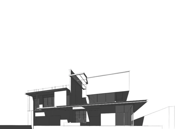 Casa Edificio Disegno Architettonico Illustrazione — Foto Stock