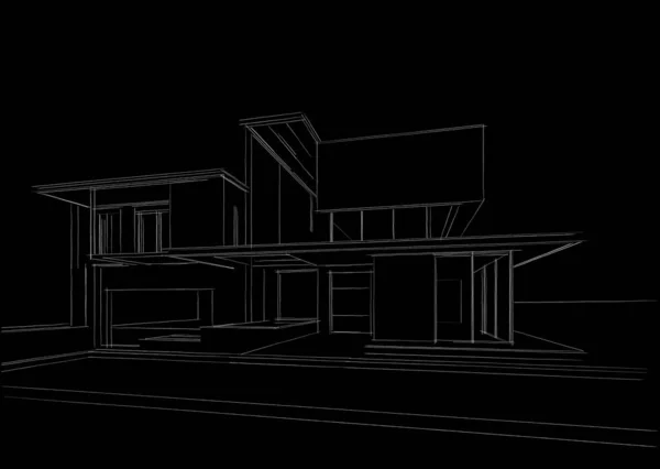 Huis Gebouw Architecturale Tekening Illustratie — Stockfoto