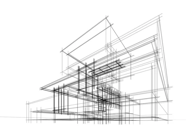Будівництво Будинку Архітектурний Малюнок Ілюстрація — стокове фото