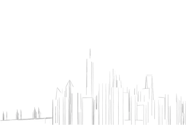 Silhouette Della Città Con Grattacieli Sullo Sfondo — Foto Stock