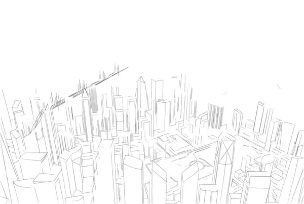 Silhuett Staden Med Skyskrapor Bakgrunden — Stockfoto