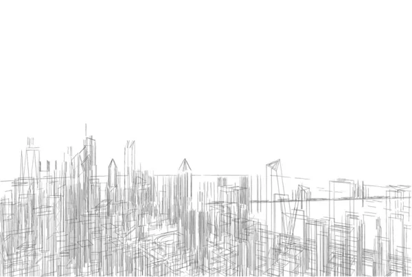 Silhouette Der Stadt Mit Wolkenkratzern Hintergrund — Stockfoto