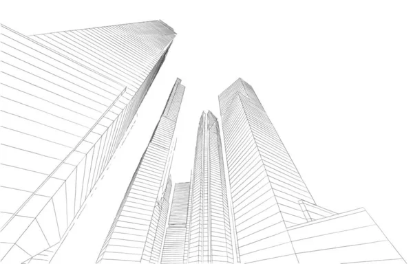 Абстрактный Архитектурный Дизайн Обоев Небоскреба Цифровой Концептуальный Фон — стоковое фото