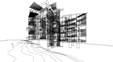 abstract architectural wallpaper high building design, digital concept background