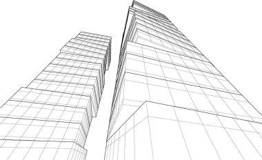 Gelecekçi şehir gökdelenleri arka plan, vektör illüstrasyonu