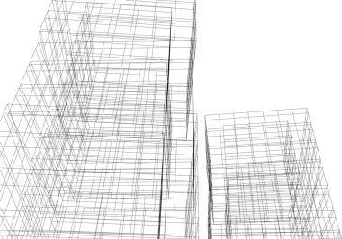 Gelecekçi şehir gökdelenleri arka plan, vektör illüstrasyonu