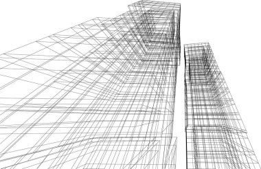 Gelecekçi şehir gökdelenleri arka plan, vektör illüstrasyonu