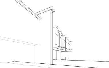 Ev yapımı mimari çizim vektörü illüstrasyonu