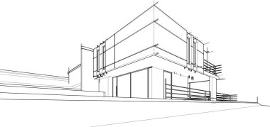 Ev yapımı mimari çizim vektörü illüstrasyonu