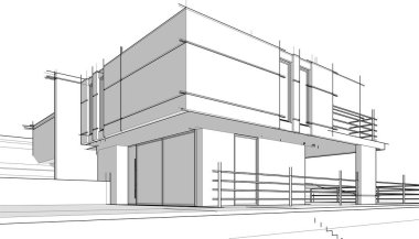 Ev yapımı mimari çizim vektörü illüstrasyonu