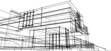 Ev yapımı mimari çizim vektörü illüstrasyonu