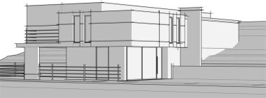 Ev yapımı mimari çizim vektörü illüstrasyonu