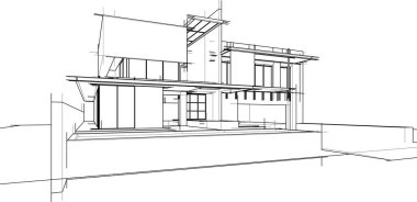Ev yapımı mimari çizim vektörü illüstrasyonu